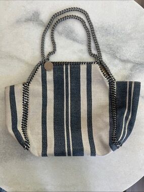 Authentic Stella McCartney Falabella tote in stripped canvas